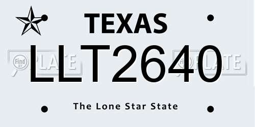 LLT2640 Texas License Plate
