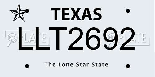 LLT2692 Texas License Plate