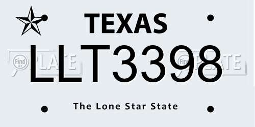LLT3398 Texas License Plate