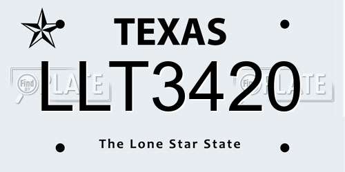 LLT3420 Texas License Plate