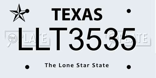 LLT3535 Texas License Plate