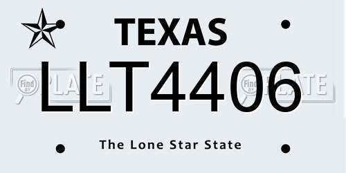 LLT4406 Texas License Plate