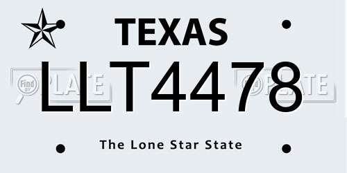 LLT4478 Texas License Plate