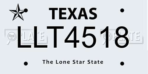 LLT4518 Texas License Plate