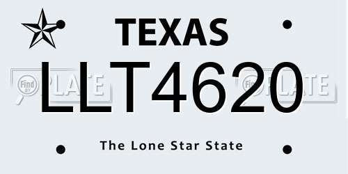 LLT4620 Texas License Plate