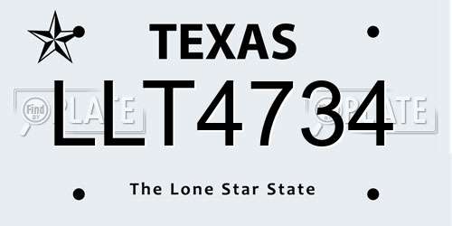 LLT4734 Texas License Plate