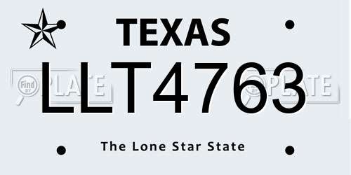 LLT4763 Texas License Plate