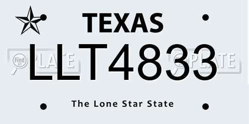 LLT4833 Texas License Plate