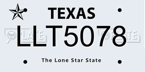 LLT5078 Texas License Plate