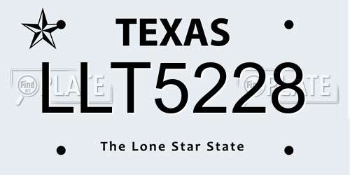 LLT5228 Texas License Plate
