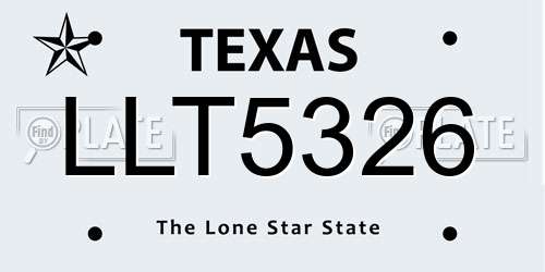 LLT5326 Texas License Plate
