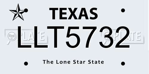 LLT5732 Texas License Plate