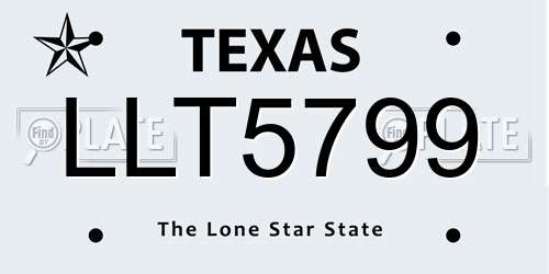 LLT5799 Texas License Plate