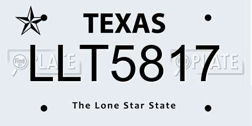LLT5817 Texas License Plate
