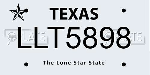 LLT5898 Texas License Plate