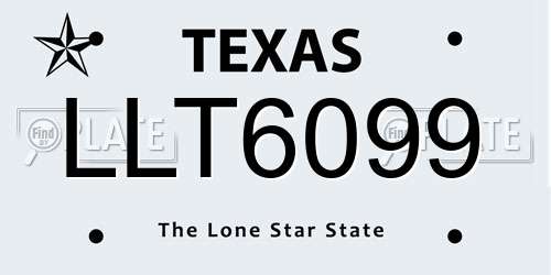 LLT6099 Texas License Plate