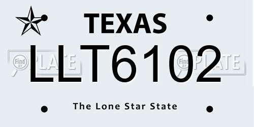LLT6102 Texas License Plate