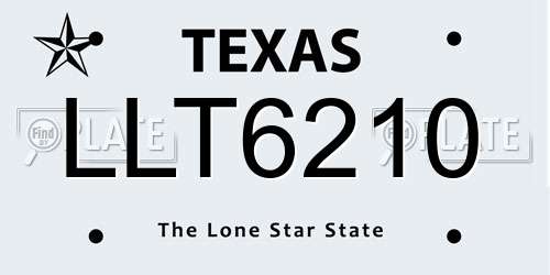LLT6210 Texas License Plate