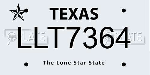 LLT7364 Texas License Plate