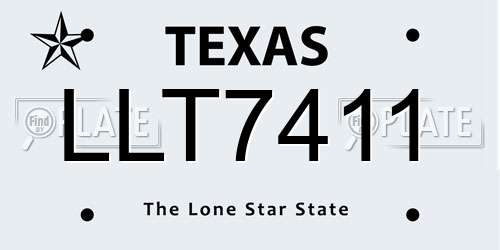 LLT7411 Texas License Plate