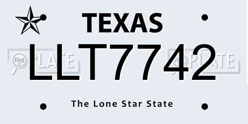 LLT7742 Texas License Plate