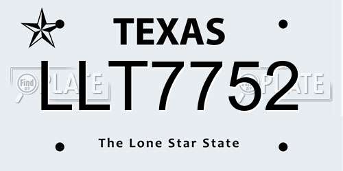 LLT7752 Texas License Plate