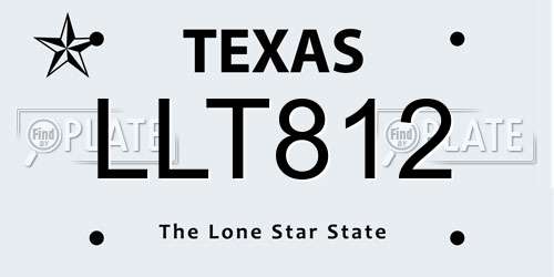 LLT812 Texas License Plate