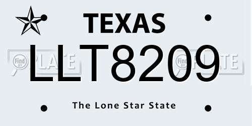 LLT8209 Texas License Plate