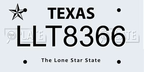LLT8366 Texas License Plate