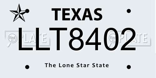 LLT8402 Texas License Plate