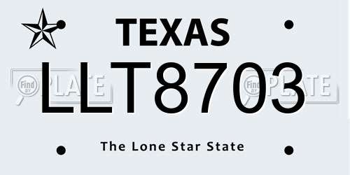 LLT8703 Texas License Plate
