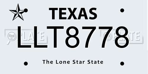 LLT8778 Texas License Plate