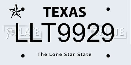 LLT9929 Texas License Plate