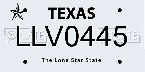 LLV0445 Texas License Plate