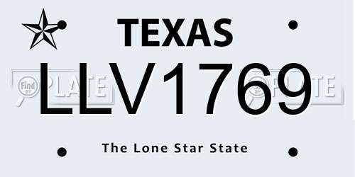 LLV1769 Texas License Plate