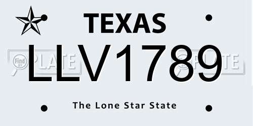 LLV1789 Texas License Plate