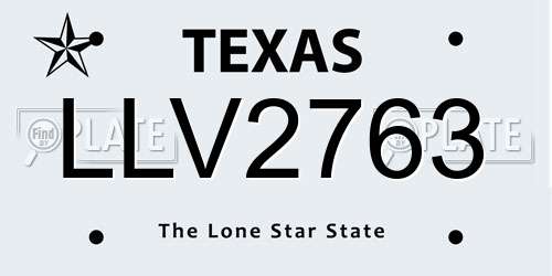 LLV2763 Texas License Plate