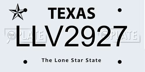 LLV2927 Texas License Plate