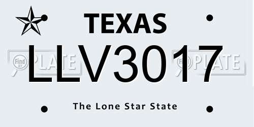 LLV3017 Texas License Plate