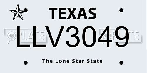 LLV3049 Texas License Plate