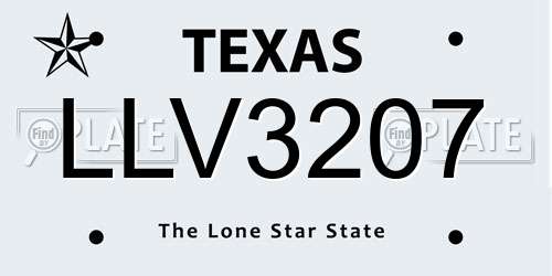 LLV3207 Texas License Plate