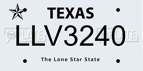 LLV3240 Texas License Plate