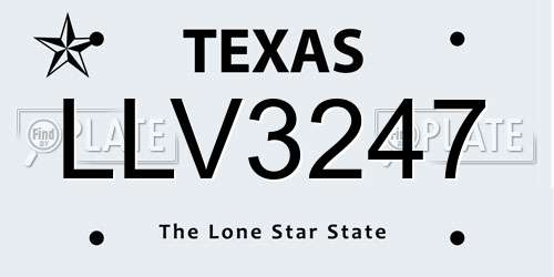 LLV3247 Texas License Plate