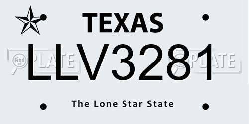 LLV3281 Texas License Plate