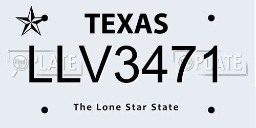 LLV3471 Texas License Plate