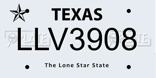 LLV3908 Texas License Plate