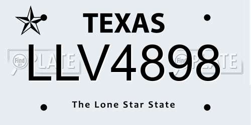 LLV4898 Texas License Plate