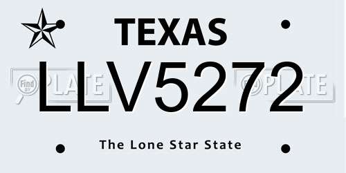 LLV5272 Texas License Plate