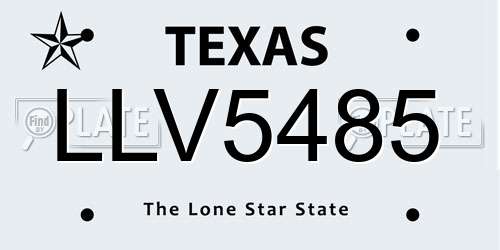 LLV5485 Texas License Plate