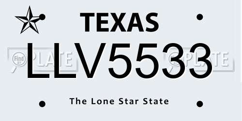 LLV5533 Texas License Plate